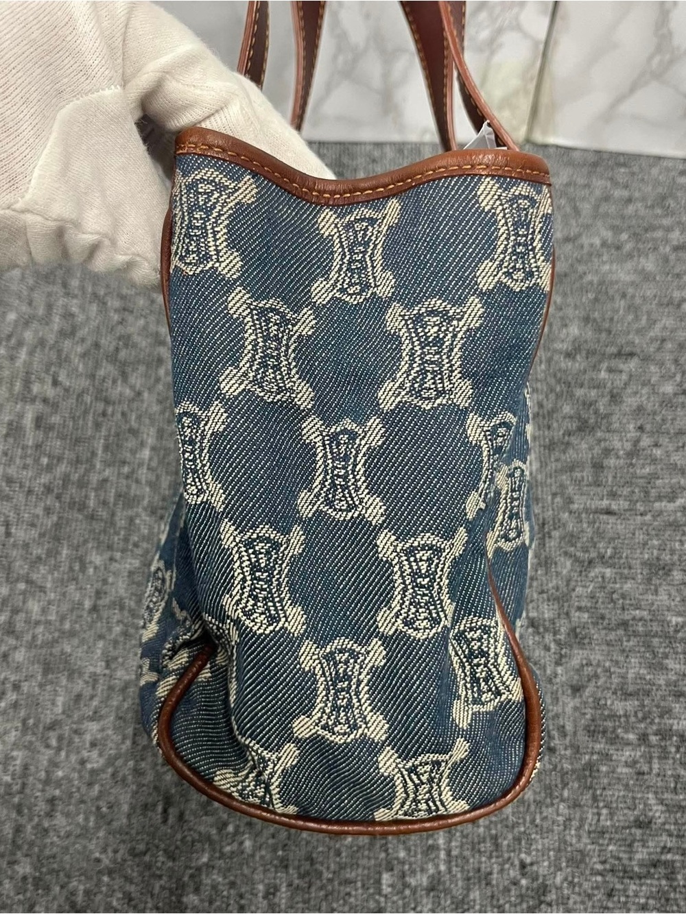 Celine blue denim macadam canvas small tote bag - Picture 3 of 9
